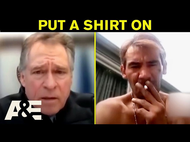 Shirtless Defendant Lights a Cigarette During Hearing | Court Cam | A&E
