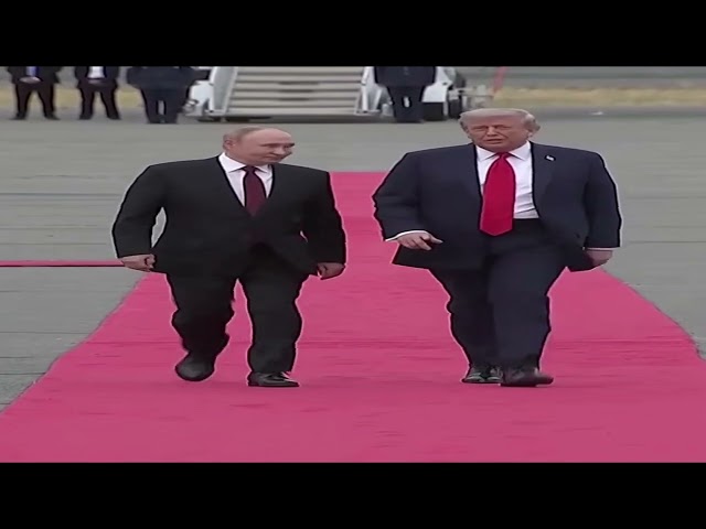 Wide Putin And Trump Walking At Alaska 2025