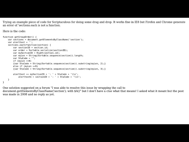 Getting 'sections.each is not a function' with javascript / scriptaculous