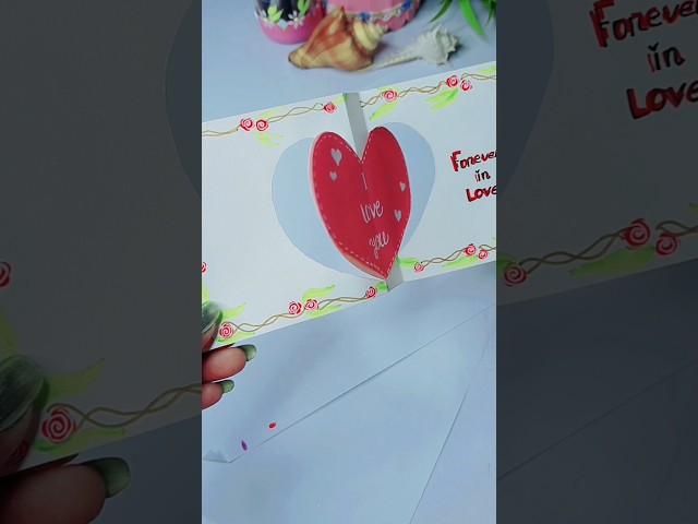 Handmade Heart Popup Love Card 💖 | Easy Paper Craft Shorts |#shortvideo #lovecard