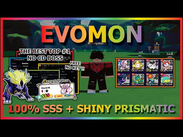EVOMON Script Pastebin 2026 AUTO FARM, INSTANT BATTLE, CATCH, 100% SSS SHINY PRISMATIC (NO KEY) 🦄