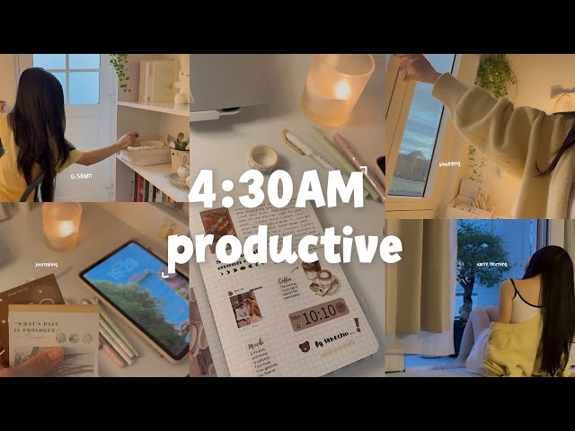 4:30AM  PRODUCTIVE  DAY🌸🌱study vlog, taking notes, journaling, romanticizing life˚ ༘