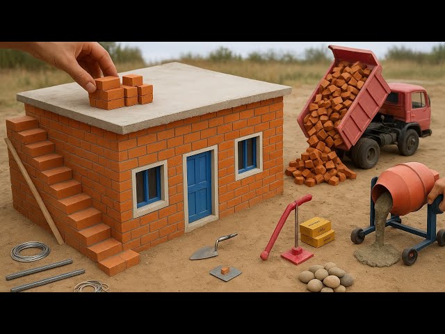 DIY Construction Science Project - Building Modern Mini Bricks House & Aquarium Prevents House Fires