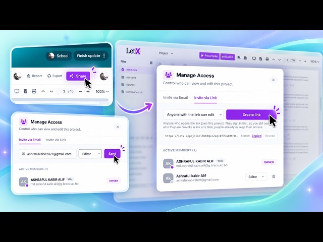 How to Share a LaTeX Project by Email or Link | LetX