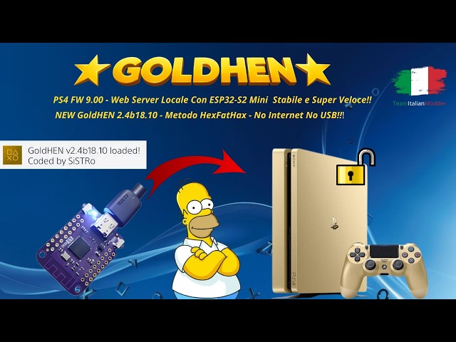 🔥 Jailbreak PS4 9.00 – Update NEW GoldHEN 2.4b18.10 Con ESP32-S2 Mini (No Internet, No USB!) Project