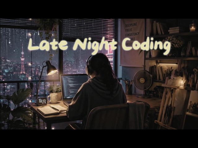 Late Night Coding 🌧️ Cozy Piano & Gentle Rain | Deep Focus Programming Ambience