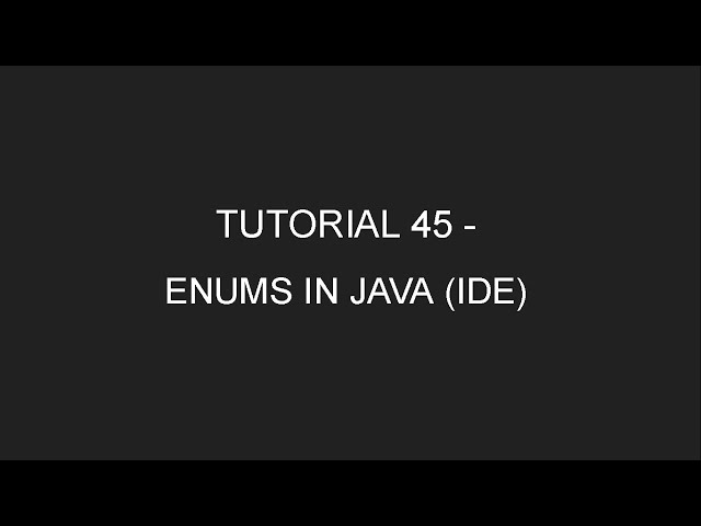 Java Programming Tutorial 45 - Enums in Java (in English)