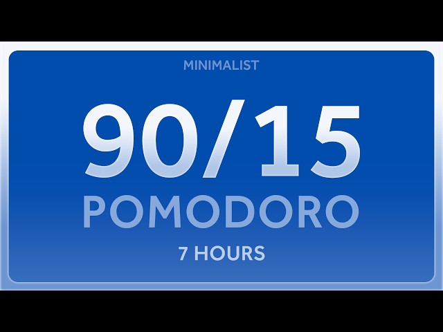 Pomodoro Timer 90/15 | White Noise | 7-Hour Deep Work Timer