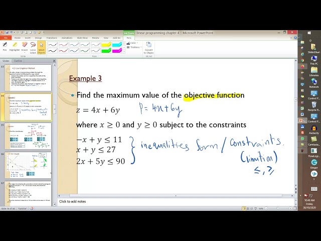 Topic 4: Linear Programming Part 2 Graphical Method Example1