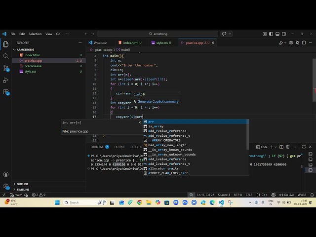 Reversing array with using extra space in C++ Programming language.