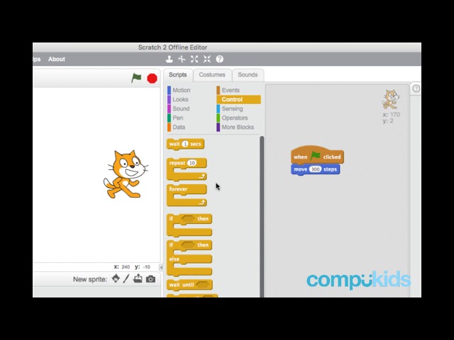 Cat and Ball: Introduciton to Scratch | 01 of 16 | Scratch Tutorial | CompuKids