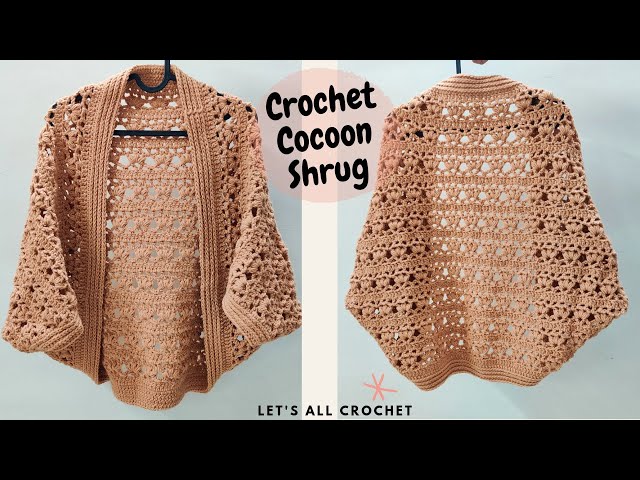Crochet Pumpkin Pie Cocoon Shrug | Easy Beginner Cocoon Cardigan Tutorial Sizes XS to 5XL for Women
