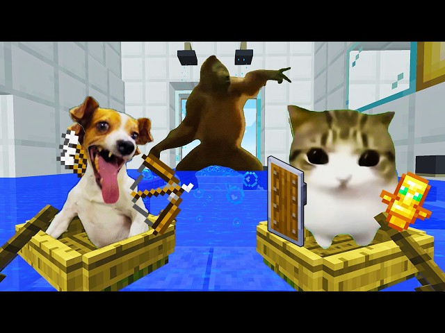 Meme Cats vs. Dogs in Minecraft: Flood in the Monkey's house! - Part 6