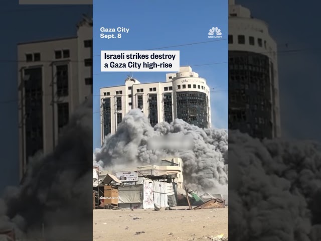 Israeli strikes destroy a Gaza City high-rise