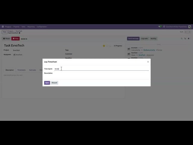 Project Task Timer in Odoo