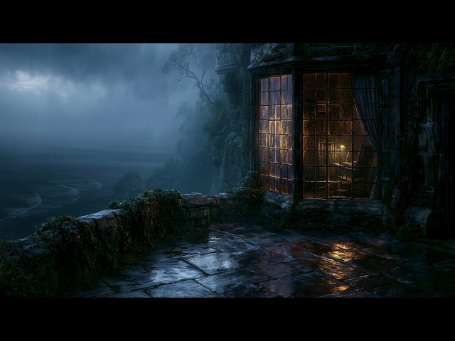The Lightkeeper's Cottage — A Warm Refuge Through the Storm | Melancholic Dark Academia Piano 24/7