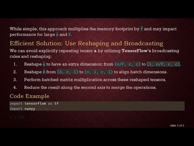 Efficient Matrix Multiplication with Repeated Elements in TensorFlow
