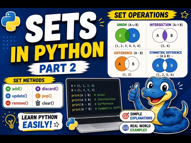 🐍 Python Sets Part 2 in Telugu 🔥 | Set Methods & Set Operations Explained | in Telugu