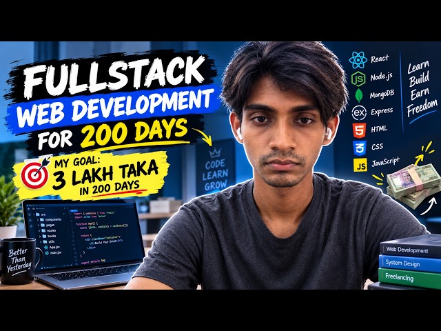 Learning fullStack Web development for 200 days, My goal is to make 3 lack taka in 200days . Day-8