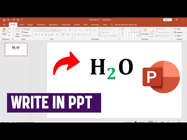 How to Write H2O in Microsoft PowerPoint