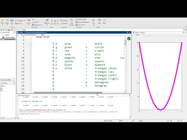 Line Color and Marker Style for Plots in Matlab