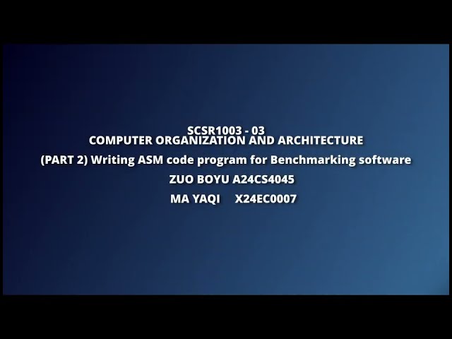 SCSR1033(PART 2) Writing ASM code program for Benchmarking software