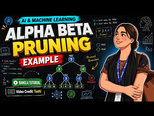 Alpha Beta Pruning Algorithm with Example | Artificial Intelligence Bangla Tutorial | Example 2
