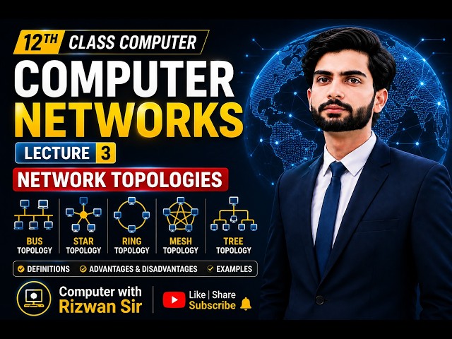 Network Topologies in Computer Networks  12th Class  Bus, Star, Ring, Mesh & Tree lecture 3
