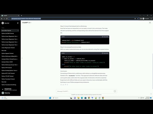 python list to dictionary with index