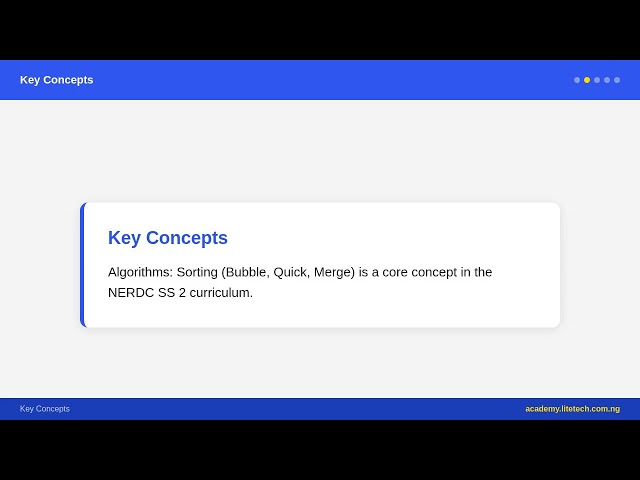 SS 2 Computer Science - Algorithms: Sorting (Bubble, Quick, Merge) | Nigerian Curriculum