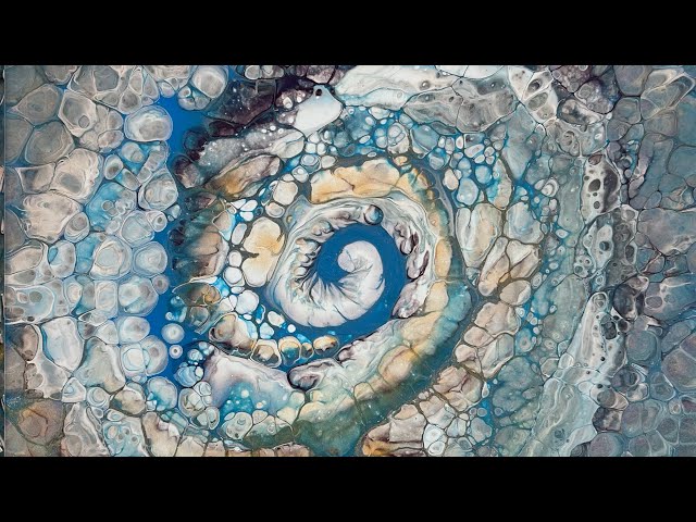 (515) Fibonacci Spiral Straight Pour - No Silicone- Fluid Acrylic Paint Pouring