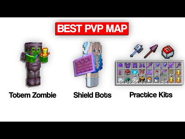 Best PvP Practice Map For Mace, Spear And Cart PvP | Single Player Minecraft PvP Map Download