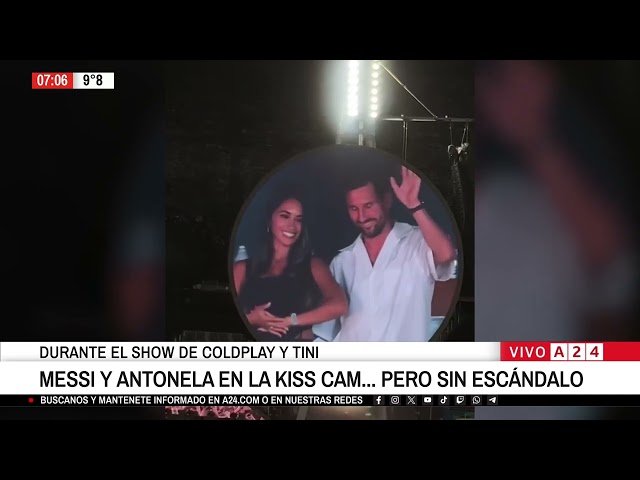 👩‍❤️‍💋‍👨 LIONEL MESSI y ANTONELA ROCCUZZO en la KISS CAM de Coldplay + TINI STOESSEL en el escenario