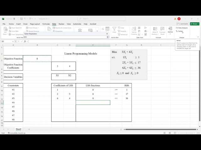How to set up an Excel and use Solver to solve a linear programming model