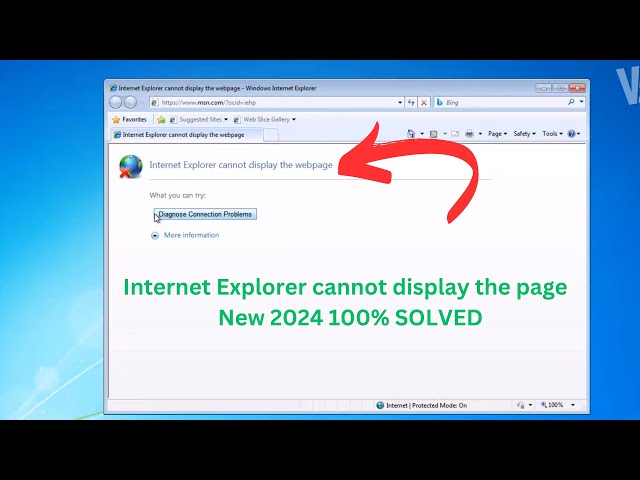 2024 Fix Internet Explorer cannot display the page - Diagnose connection problems Error in Windows 7