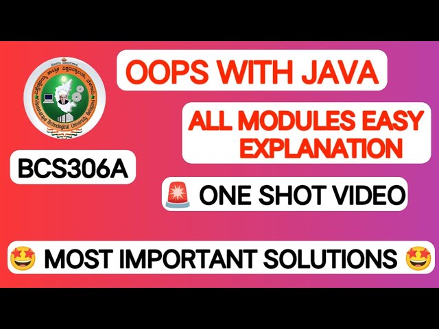 VTU 3rd Sem Java Important Problems & Solutions | All Modules One Shot | Exam Preparation 2026