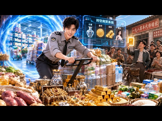 A magic cave connects to the 80s. A guard finds antiques, sells them for a high price—he gets rich.