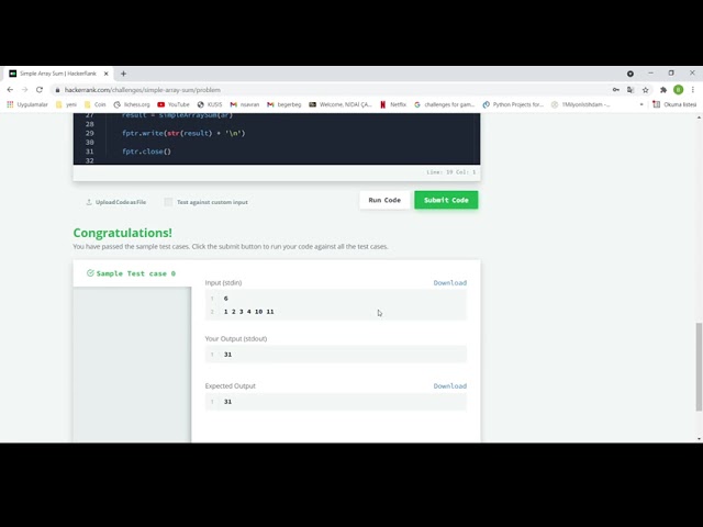 HackerRank Simple Array Sum Solution with Python