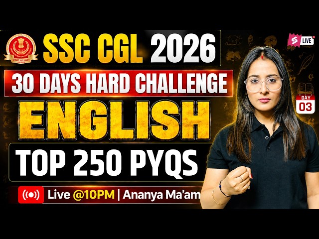 SSC CGL English Classes 2026 | SSC CGL English Previous Year Solved Paper | SSC CGL by Ananya Mam
