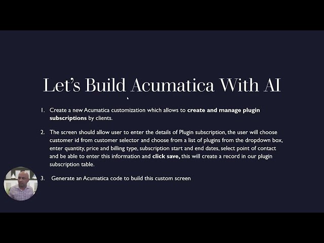 Customizing Acumatica with AI Tools  A Step by Step Guide - Part 1 of 2