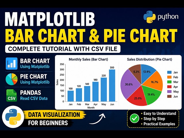 Python Matplotlib Bar Chart & Pie Chart | Complete Tutorial with CSV File