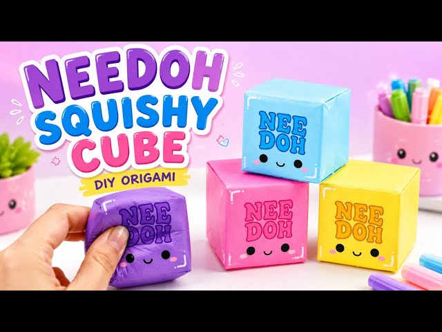 DIY NeeDoh-Inspired Origami Squishy Cube! 🩷 No Glue, Easy Paper Squishy Cube Tutorial 