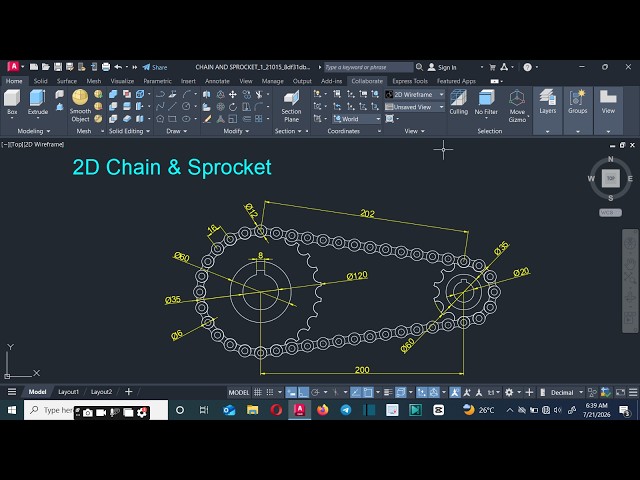 How To Draw a Chain & Sprocket in AutoCAD (2D Guide)