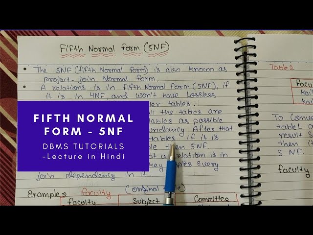 Lec - 37 : Fifth normal form (5NF)  Example - DBMS Tutorials in Hindi