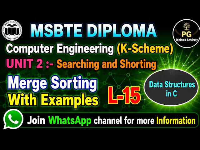 Lecture 15 Merge Sort with Examples  Advantages & Disadvantages DSU Using C Programming  MSBTE