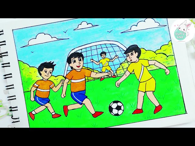 How to draw Football memory drawing tutorial step by step for beginners to win art contest