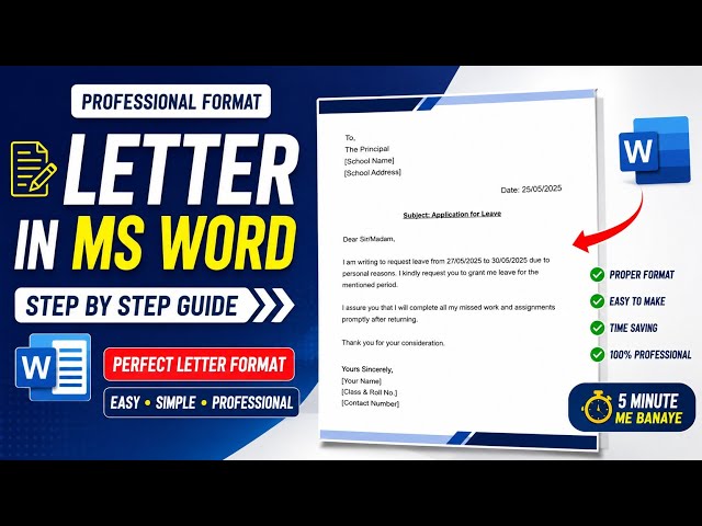 MS Word Me Professional Letter Kaise Banaye? 🔥 | Easy Letter Format | Step-by-Step 