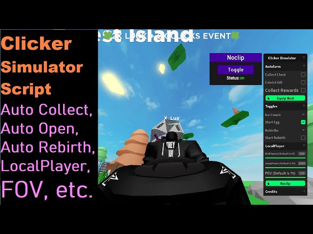 ⚡Clicker Simulator Script | Auto Collect, Auto Open, Auto Rebirth, LocalPlayer, FOV, etc. [LuaXe]