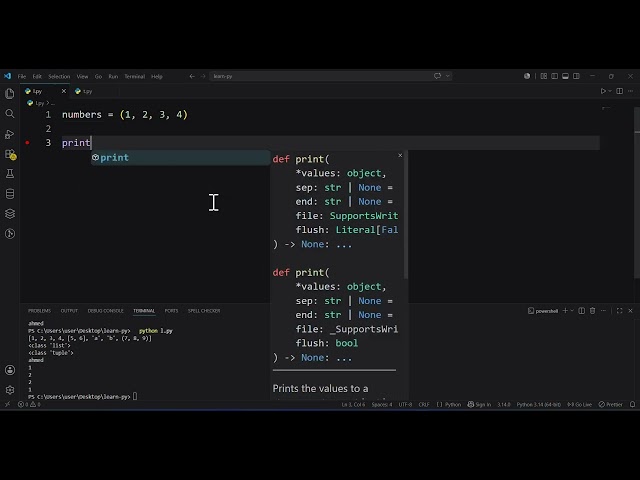Learn Python: introduction to tuple #33