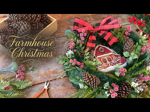 🎄 DIY Farmhouse Christmas Wreath | Made with Pool Noodles and Pizza Boxes!